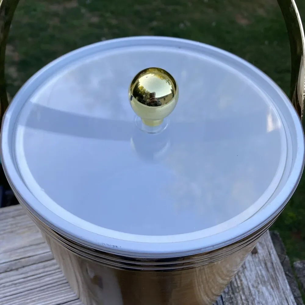 Mid century Modern gold tone Ice Bucket